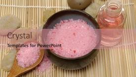  Presentation with wellness - Cool new slide deck with spa setting with massage oil for wellness backdrop and a coral colored foreground