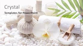  Presentation with essential oil - Slide deck consisting of spa-setting-with-orchid-bottles background and a white colored foreground