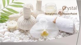  Presentation with spa stones leaves - Cool new PPT layouts with spa-setting-with-orchid-bottles backdrop and a lemonade colored foreground