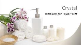  Presentation with essential oil bottles and rosemary - Amazing presentation design having spa-setting-with-orchid-bottles backdrop and a white colored foreground