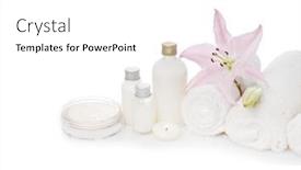  Presentation with herbal - Cool new PPT theme with spa-setting-with-orchid-bottles backdrop and a white colored foreground