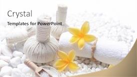  Presentation with frangipani flowers - Presentation theme with spa-setting-with-pile background and a white colored foreground