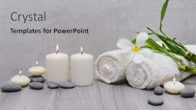  Presentation with wood gray - Beautiful slide set featuring spa-setting-with-plumeria-flowers backdrop and a light gray colored foreground