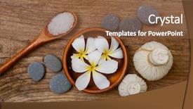  Presentation with handmade spa lavender soap - Presentation theme featuring spa setting with soap oil background and a tawny brown colored foreground