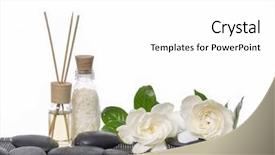  Presentation with spa white orchids black - Beautiful PPT theme featuring spa setting with white gardenia backdrop and a white colored foreground