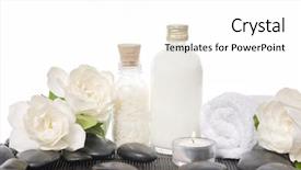  Presentation with candle - Colorful presentation design enhanced with spa setting with white gardenia backdrop and a white colored foreground