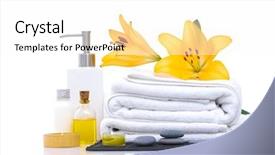  Presentation with skyscraper glass tower - Colorful slide set enhanced with spa setting with yellow lily backdrop and a  colored foreground