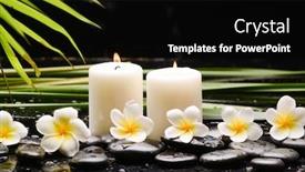  Presentation with spa stones leaves - Presentation theme having spa-still-life-of-blooming background and a black colored foreground