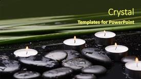  Presentation with spa stones leaves - PPT theme with spa-still-life-of-candle background and a tawny brown colored foreground