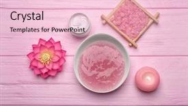  Presentation with pink lotus flower - Beautiful PPT theme featuring spa still life on pink backdrop and a lemonade colored foreground