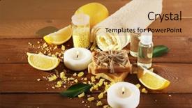  Presentation with life - Amazing theme having spa still life on wooden backdrop and a gold colored foreground