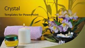  Presentation with detox green smoothies still life - PPT theme having spa still life with bamboo background and a  colored foreground