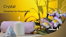  Presentation with detox green smoothies still life - Audience pleasing slides consisting of spa still life with bamboo backdrop and a  colored foreground