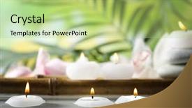 Presentation with water life - Slide deck featuring spa still life with candles background and a mint green colored foreground