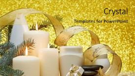  Presentation with gold cosmetic - Colorful presentation theme enhanced with spa still life with cosmetic backdrop and a gold colored foreground