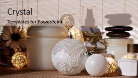 Presentation with year still life christmas - Colorful PPT layouts enhanced with spa still life with cosmetic backdrop and a mint green colored foreground