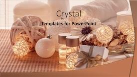  Presentation with year still life christmas - Beautiful slide deck featuring spa still life with cosmetic creams towel gift boxes and christmas ornaments standing on bamboo mat new year and christmas healthy lifestyle body care spa treatment and relaxation concept backdrop and a coral colored foreground