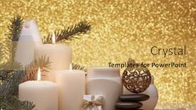  Presentation with gold cosmetic - Theme with branches black stones gift box background and a yellow colored foreground