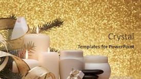 Presentation with gold cosmetic - Slides having branches black stones gift box background and a yellow colored foreground