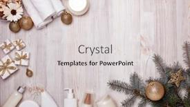  Presentation with year still life christmas - Beautiful slide deck featuring spa still life with cosmetic creams towel and christmas ornaments on light wooden background top view with copy space new year and christmas healthy lifestyle body care spa treatment backdrop and a light gray colored foreground