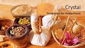  Presentation with spa herbal balls - Presentation having spa still life with heart background and a  colored foreground