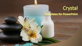  Presentation with blue spa - Cool new presentation with spa still life with light blue candle on wooden background backdrop and a tawny brown colored foreground