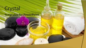  Presentation with palm oil - Cool new slide deck with spa still life with orchid and black stones towel oil candle palm backdrop and a gold colored foreground