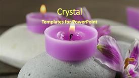  Presentation with purple flowers - Colorful presentation design enhanced with spa-still-life-with-purple backdrop and a tawny brown colored foreground