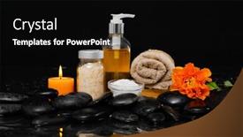  Presentation with zen stones - PPT theme enhanced with spa still life with ranunculus massage oil candle and towel zen stones background and a black colored foreground