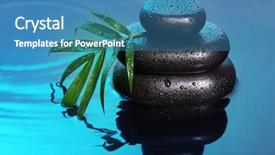  Presentation with water life - Theme featuring spa still life with stone pyramid reflecting in water background and a teal colored foreground