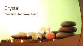  Presentation with water life - Colorful PPT layouts enhanced with spa still life with stones candles and flowers in water on green blurred background backdrop and a white colored foreground