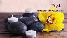  Presentation with pastel - Cool new presentation with spa still life with stones flower and candlelight on blurred pastel background backdrop and a lemonade colored foreground