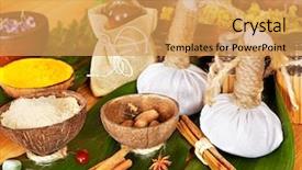 Presentation with herbal - Beautiful presentation theme featuring spa still life with thai backdrop and a yellow colored foreground