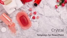  Presentation with gray marble - Theme with spa-still-life-with-toiletry background and a light gray colored foreground
