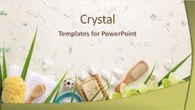  Presentation with brush - Colorful PPT theme enhanced with spa still life with towel backdrop and a  colored foreground