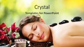  Presentation with spa salon - Slide deck featuring spa stone massage beautiful woman background and a blonde colored foreground
