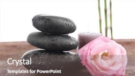  Presentation with white rose - Presentation design consisting of spa stones a candle and a rose isolated on white background and a gray colored foreground