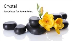  Presentation with iris flower yellow - Audience pleasing theme consisting of spa stones and yellow flower backdrop and a white colored foreground