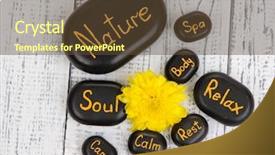  Presentation with stones - Cool new presentation theme with spa stones on wooden background backdrop and a tawny brown colored foreground