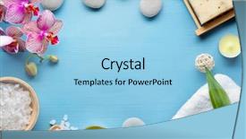  Presentation with salt - Presentation enhanced with spa stones salt towel and leaf background and a light blue colored foreground