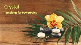  Presentation with candles - Audience pleasing PPT theme consisting of spa stones with beautiful flowers backdrop and a tawny brown colored foreground