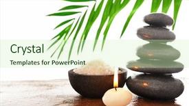  Presentation with spa stones leaves - Theme having spa stones with candle green background and a soft green colored foreground