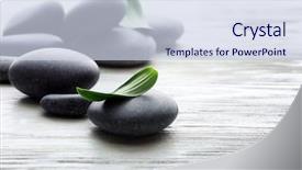  Presentation with spa stones leaves - Cool new theme with spa stones with green leaves backdrop and a sky blue colored foreground