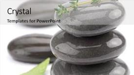  Presentation with spa stones leaves - Amazing PPT theme having spa stones with green leaves backdrop and a  colored foreground