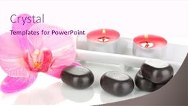  Presentation with flower candles - PPT layouts having spa stones with orchid flower and candles isolated on white background and a pink colored foreground