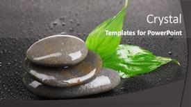  Presentation with spa stones leaves - Cool new slide deck with ayurveda skin care - spa stones with water drops backdrop and a gray colored foreground