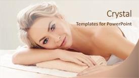  Presentation with spotrs massage therapy - Audience pleasing theme consisting of spa therapy and massaging treatment backdrop and a lemonade colored foreground