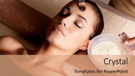  Presentation with spa salon - Amazing slides having spa therapy for young woman backdrop and a coral colored foreground