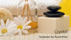  Presentation with oils - Presentation theme having spa towels oils and soap background and a soft green colored foreground