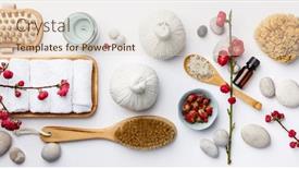  Presentation with natural cosmetic - PPT layouts consisting of spa-treatment-concept-flat-lay background and a lemonade colored foreground